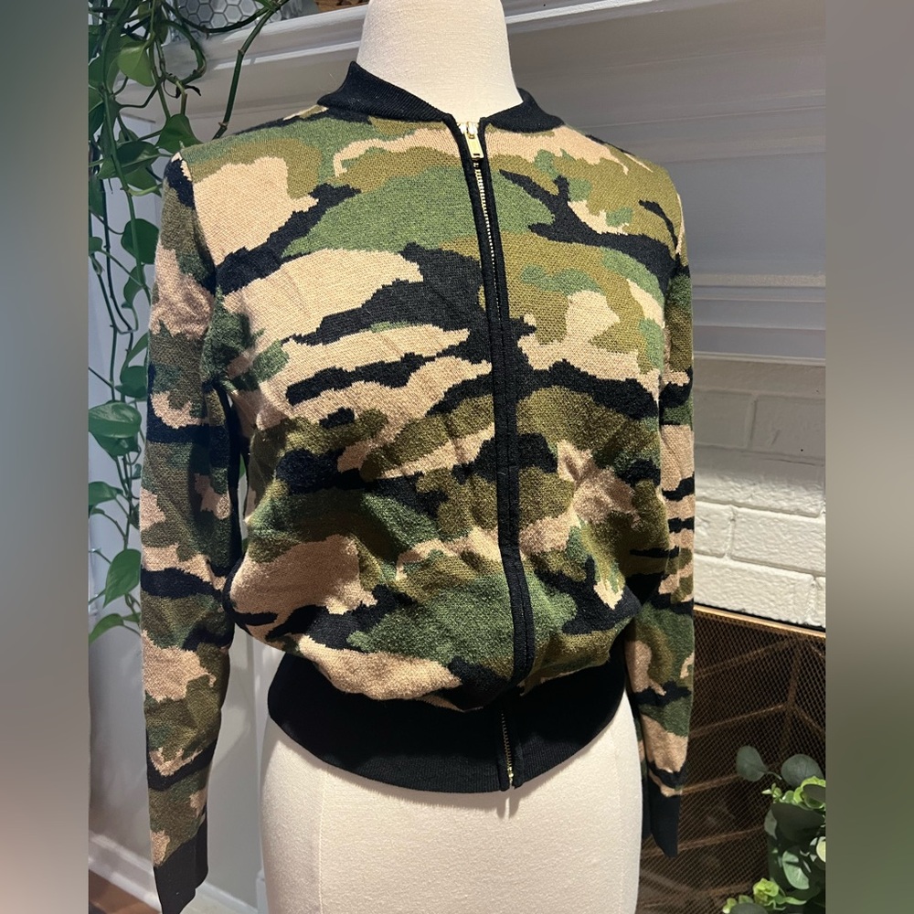 J. Crew Camouflage Sweater Bomber Jacket